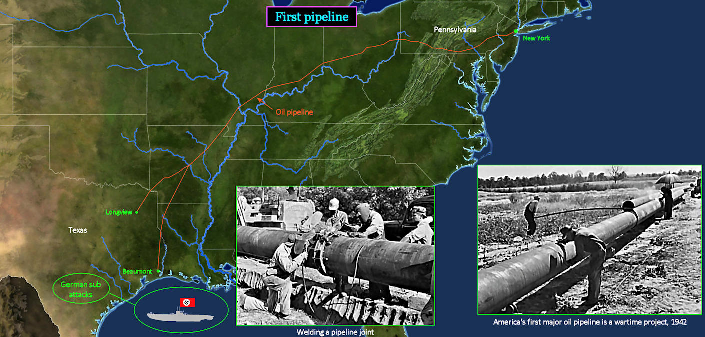 First big pipeline, 1942 map